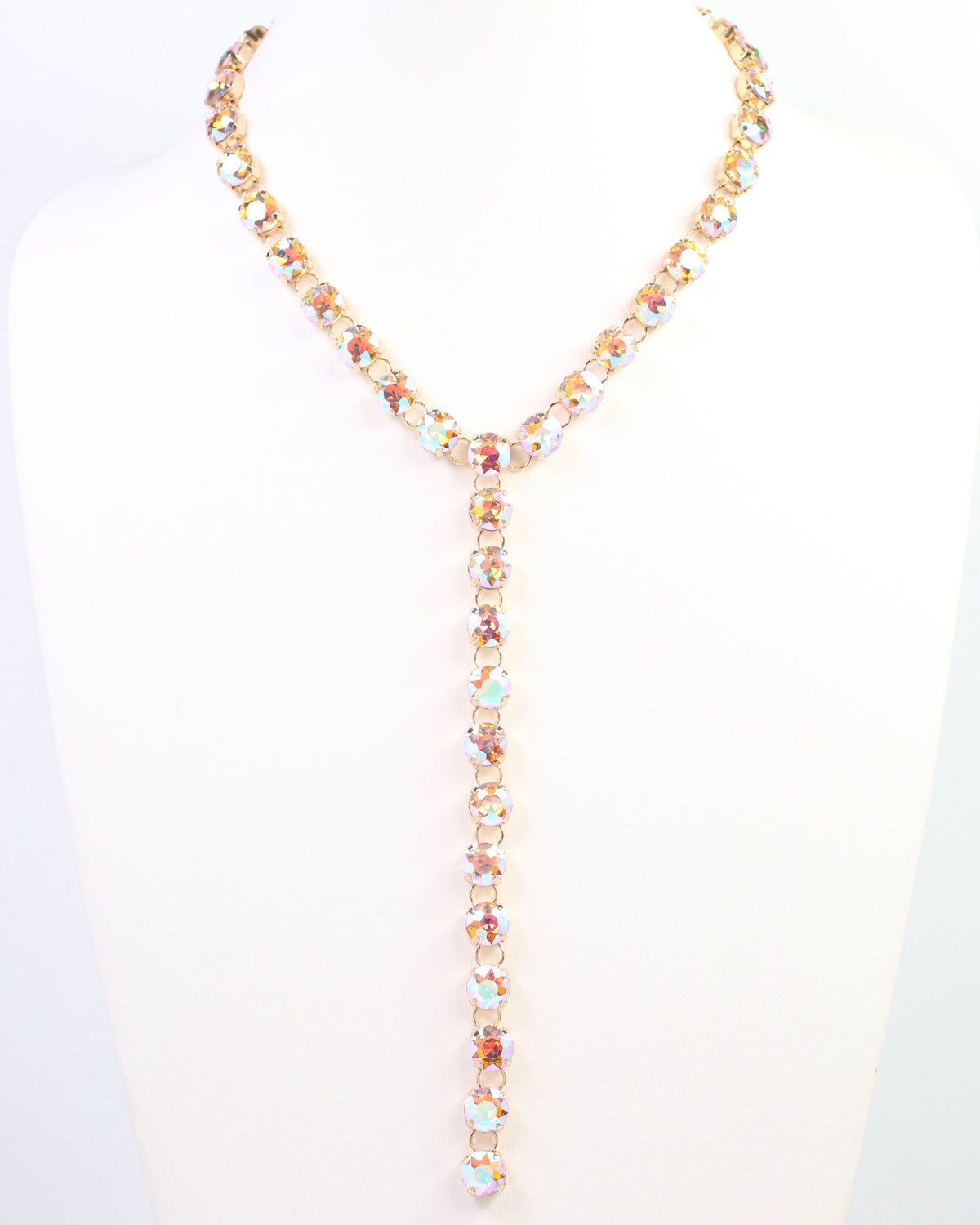 Andrea Rhinestone Y Necklace Pink AB