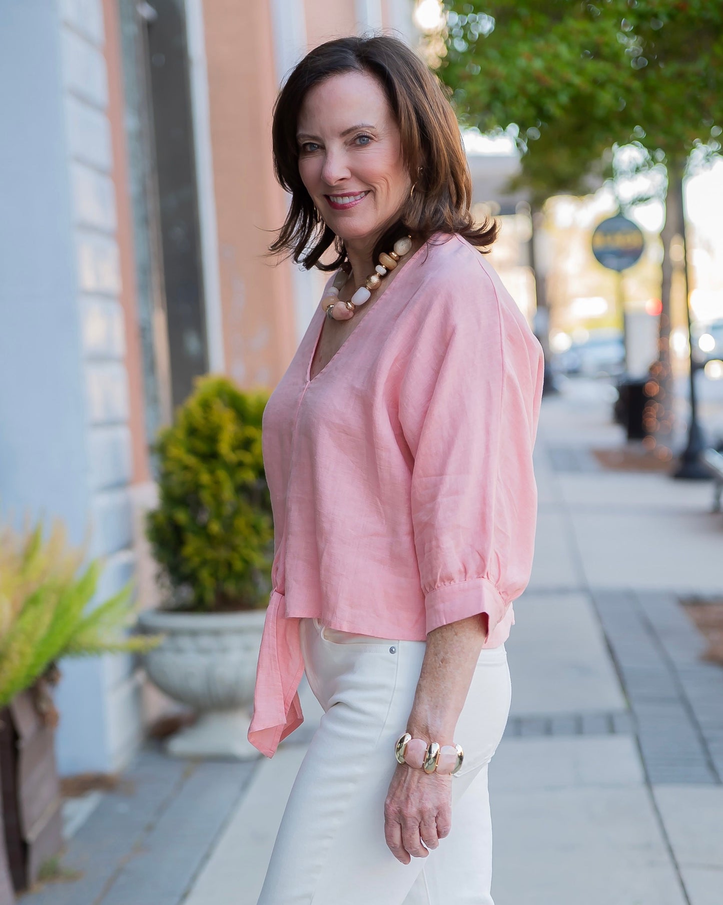 Maggie Front Tie Linen Top