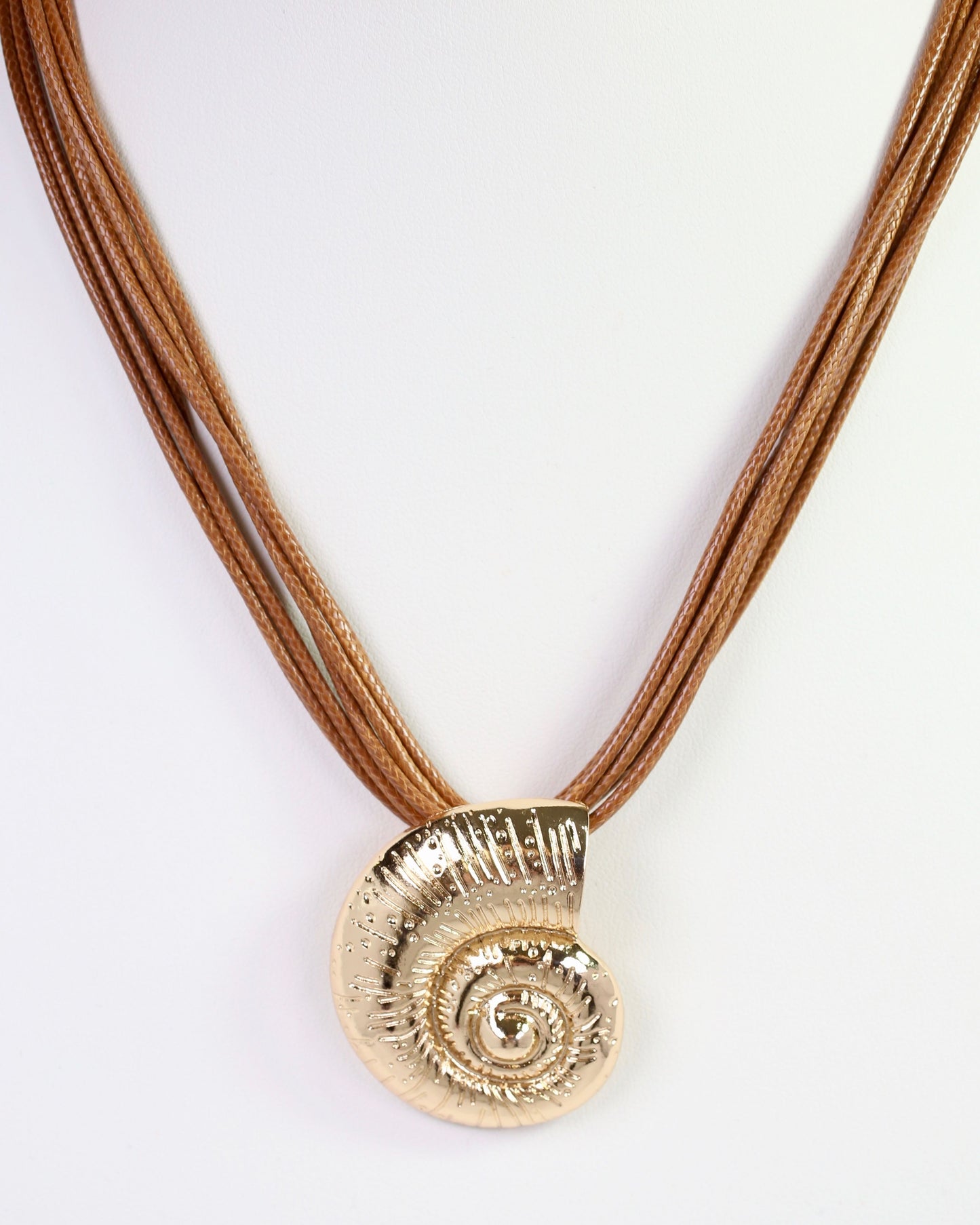 Marion Sundial Shell Cord Necklace Brown