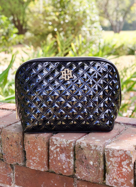 Capri Large Pouch Black Patent SQ – Caroline Hill