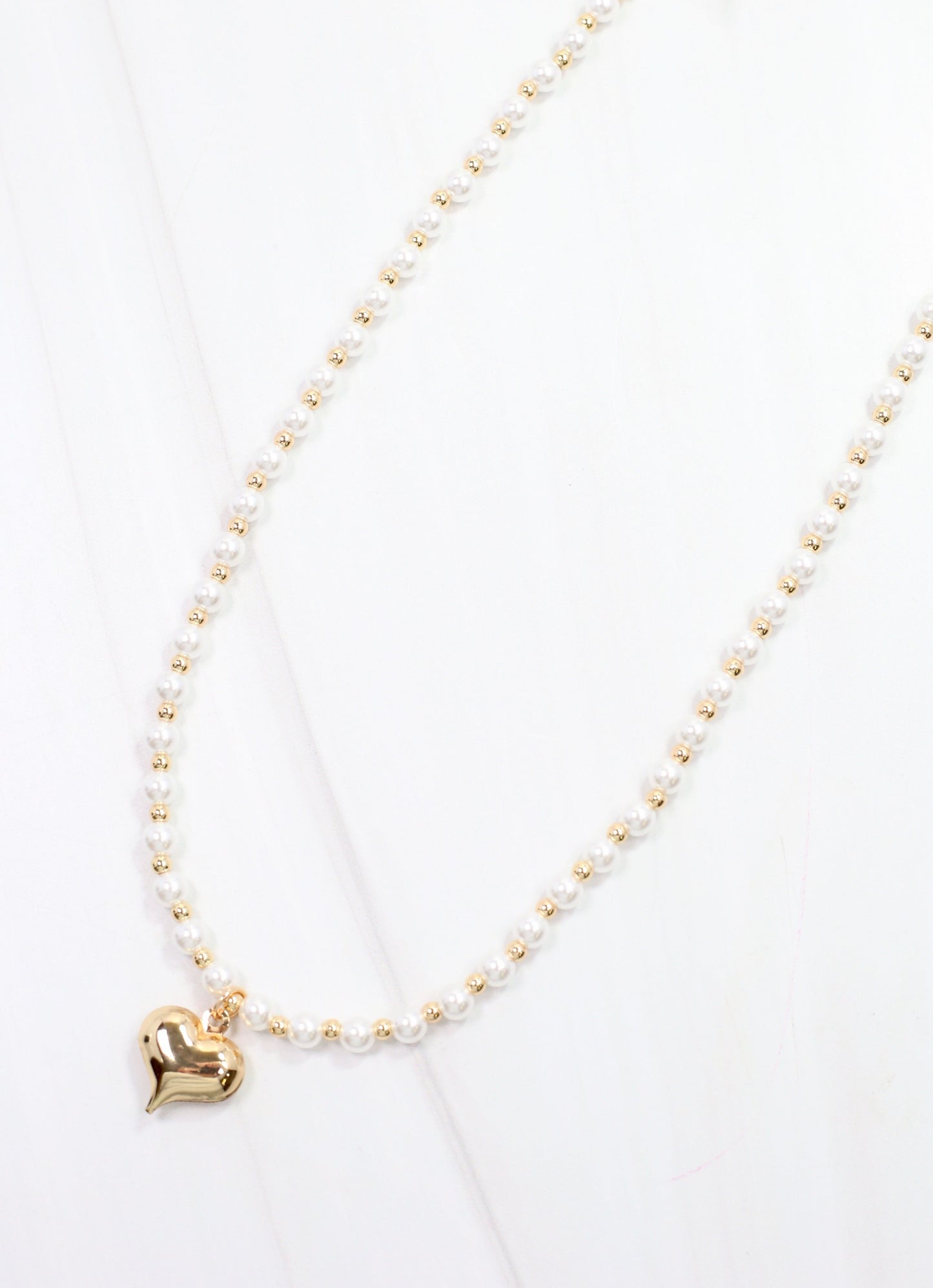 Abraham Pearl Heart Necklace Ivory