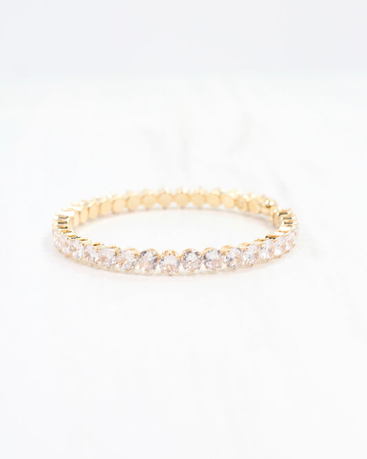 Hebron CZ Stretch Cuff Bracelet Gold