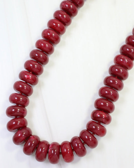 Pipestone Marble Beaded Necklace Burgundy