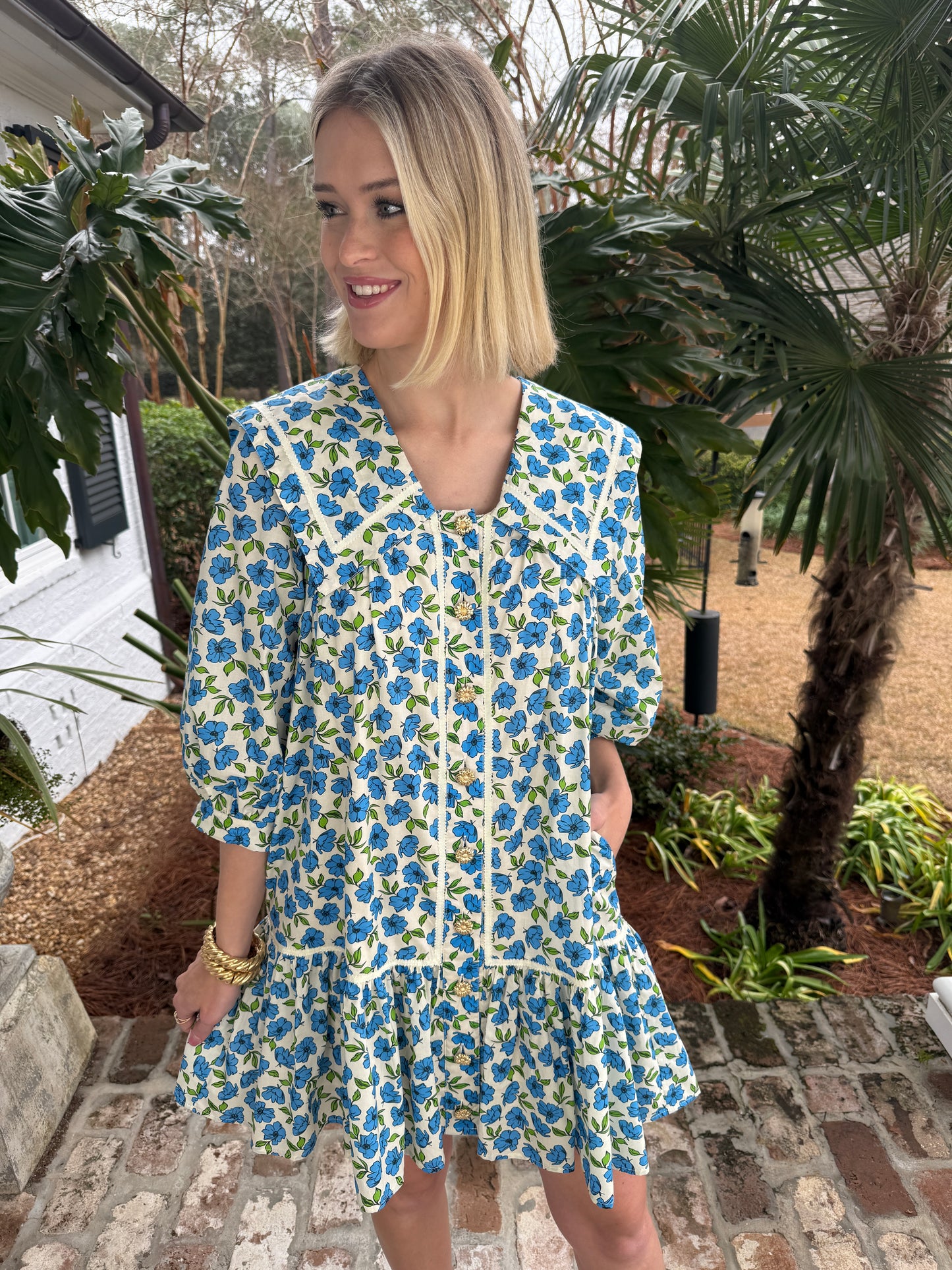 Monica Blue Floral Mini Dress