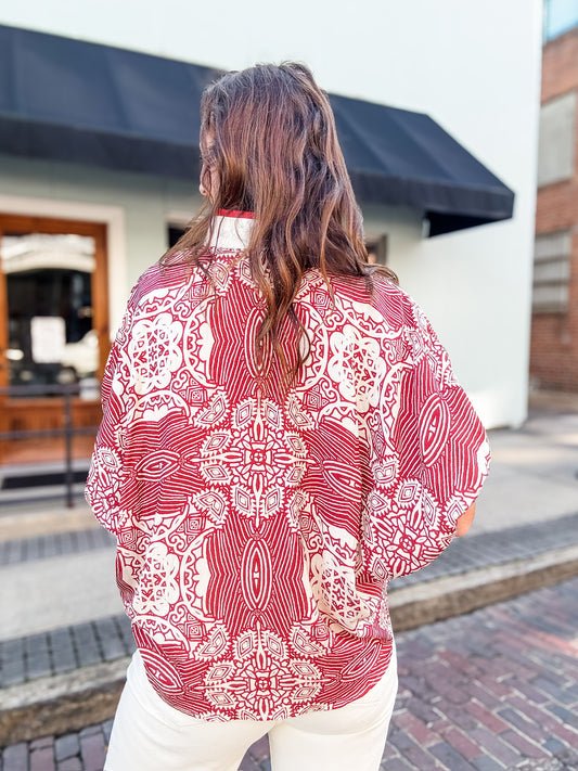 Omari Multi Print Top-Rust