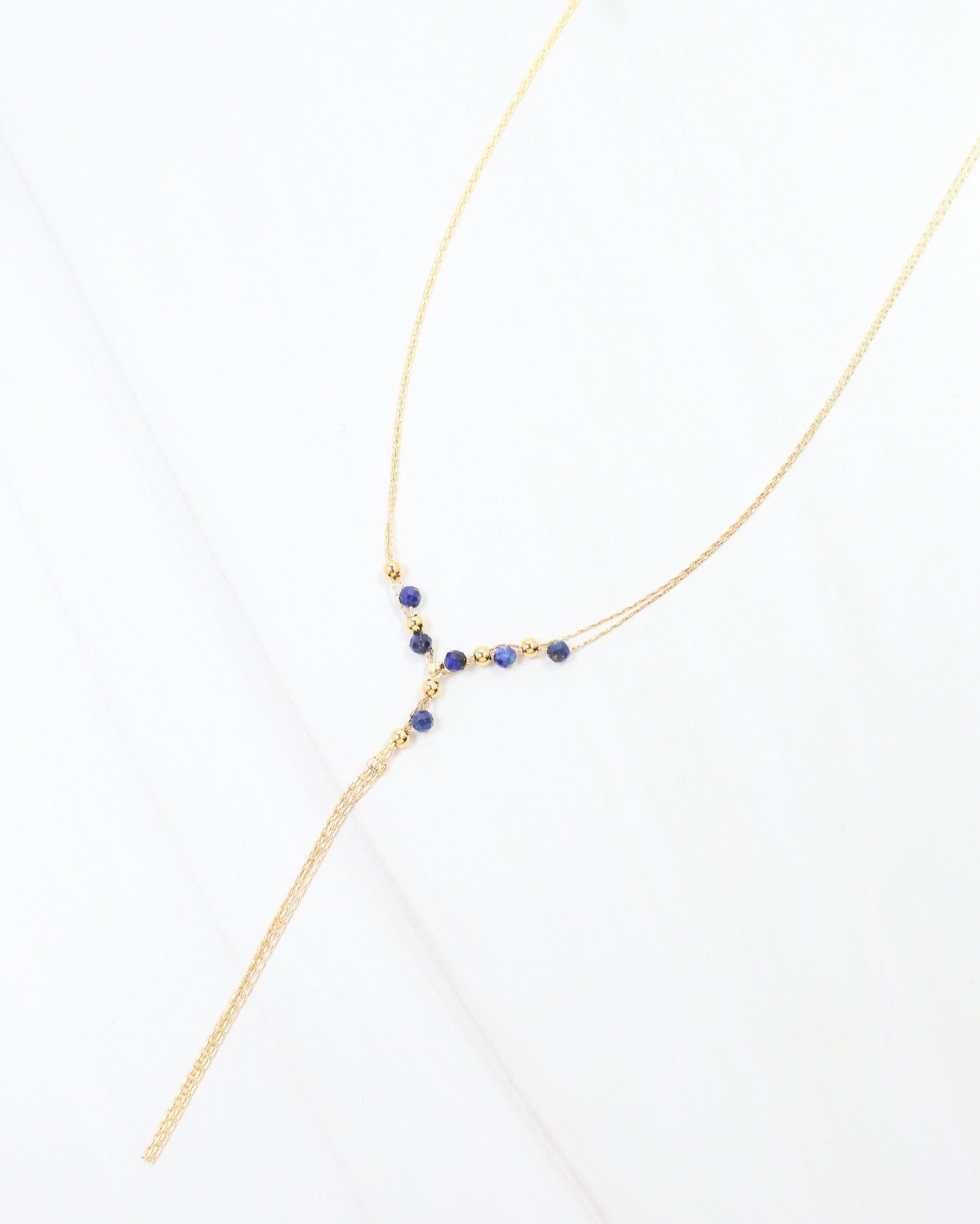 Merida Beaded Tassel Necklace Navy