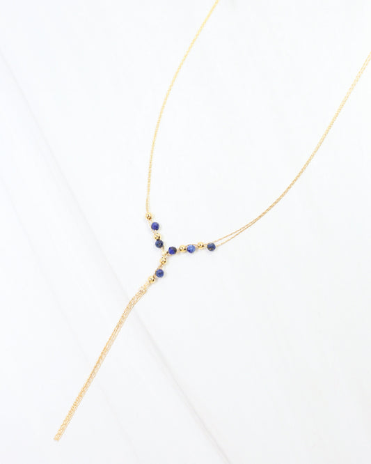 Merida Beaded Tassel Necklace Navy