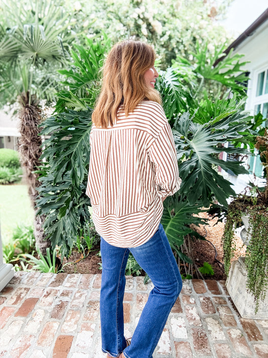 Colette Striped Top- Brown