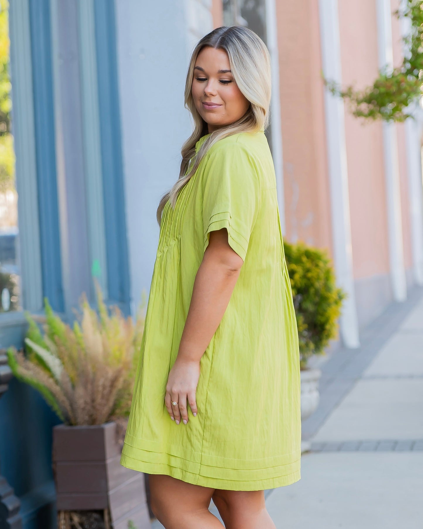 Lettie Solid Pintuck Detail Dress