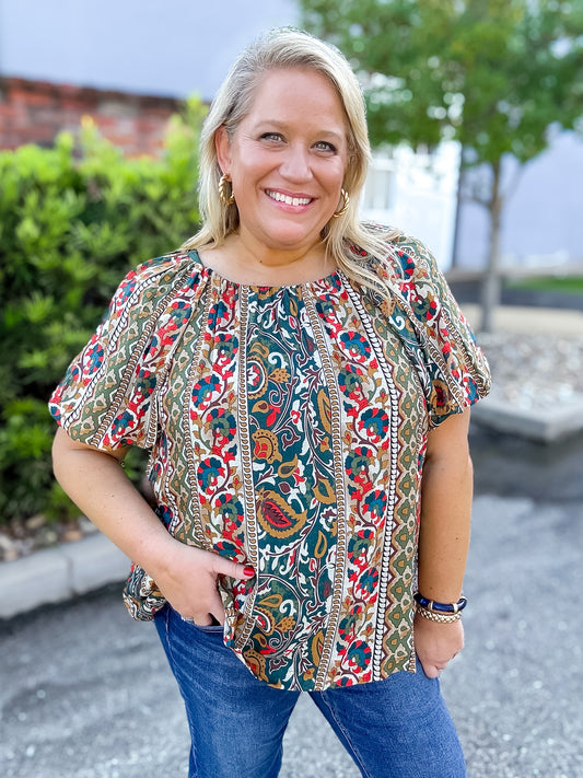 Burgess Boho Print Top