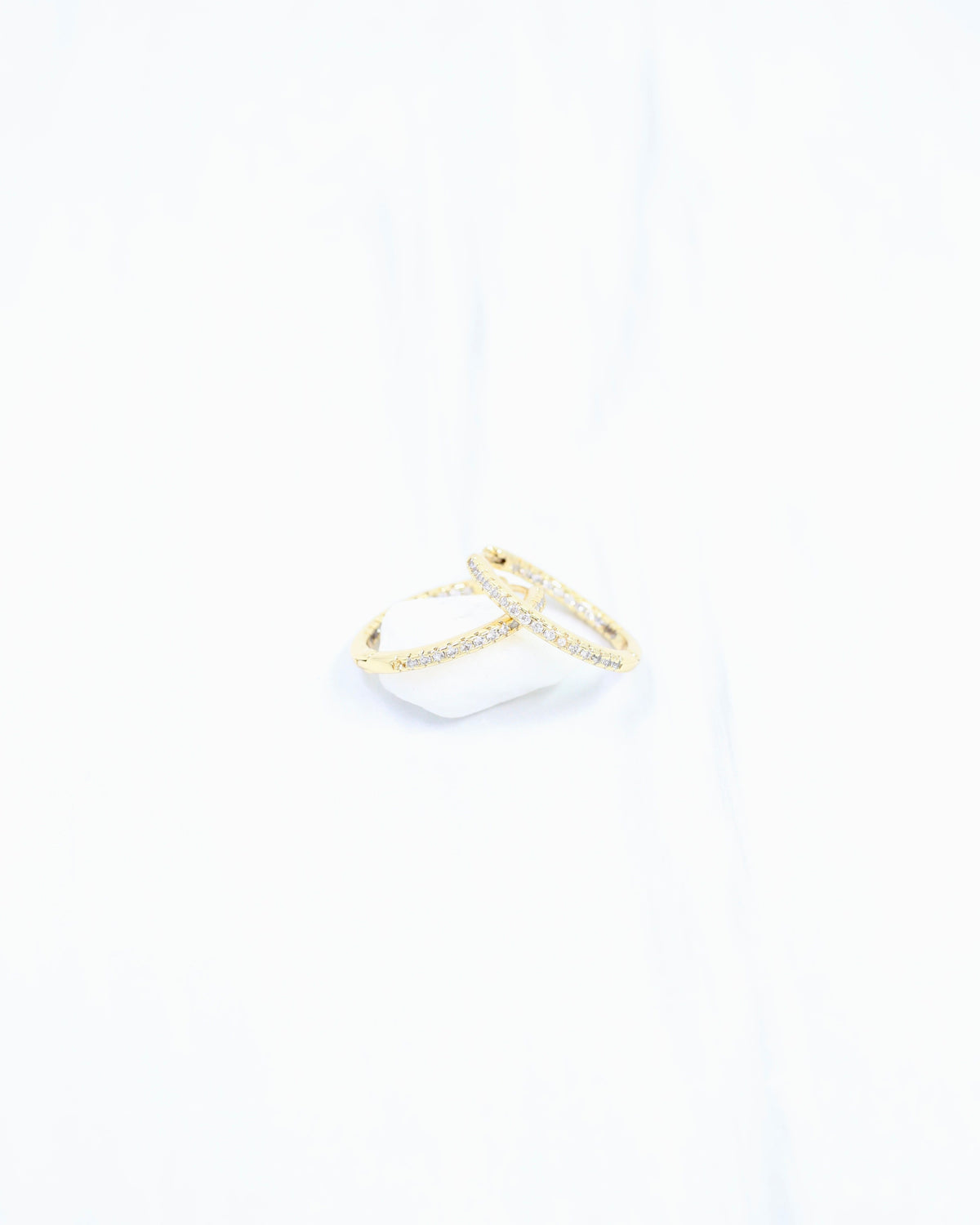 Jacobs CZ Pave In Out Hoop Earring WR Gold