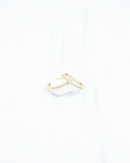 Jacobs CZ Pave In Out Hoop Earring WR Gold