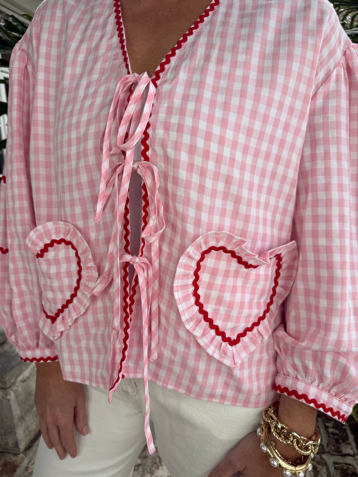 Cupid's Pick Baby Pink Gingham Heart Top