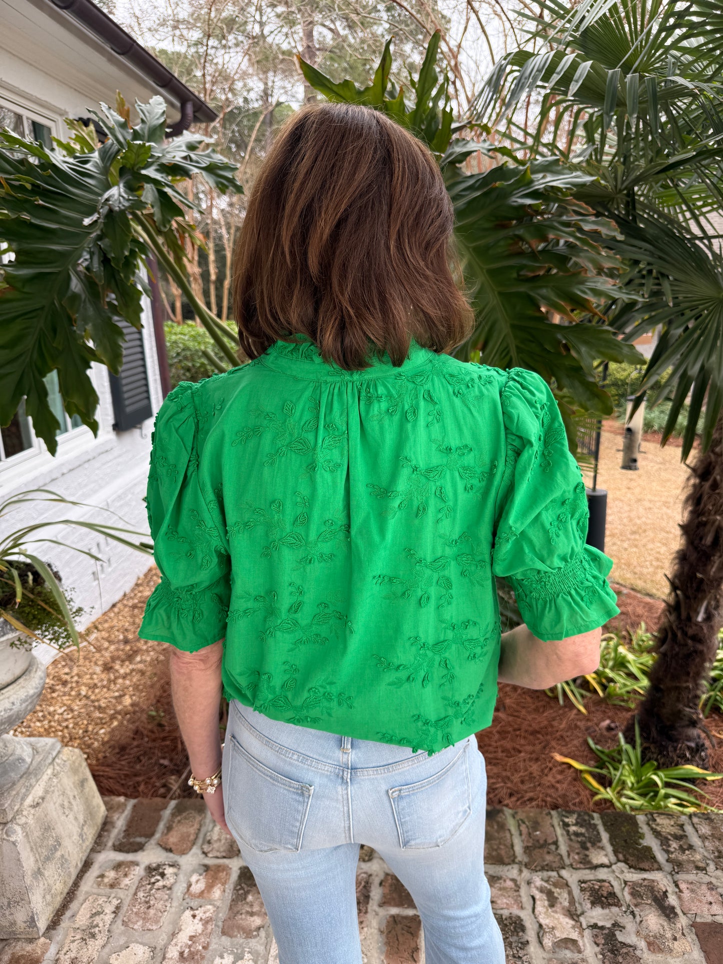 Got Right With It Green Textured Top