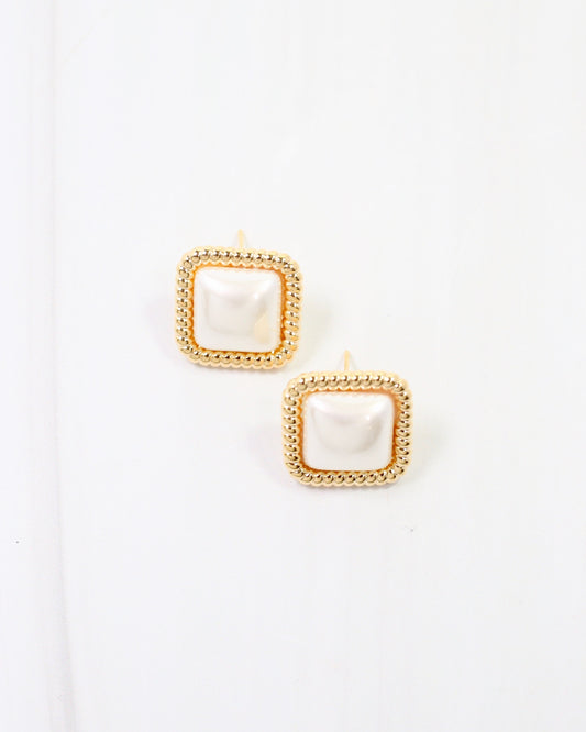 Owensboro Square Pearl Stud Earring Gold