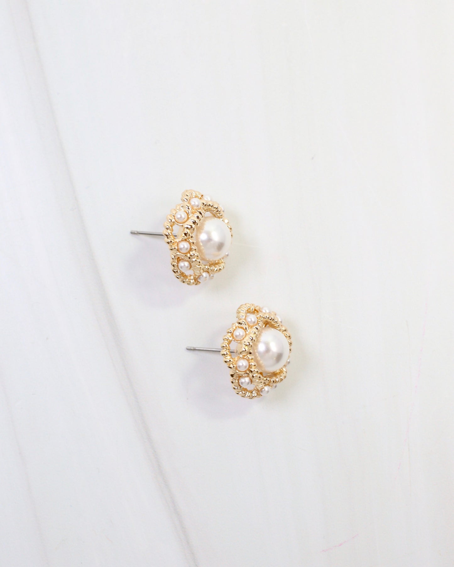 Dunkirk Embellished Pearl Stud Earring Gold