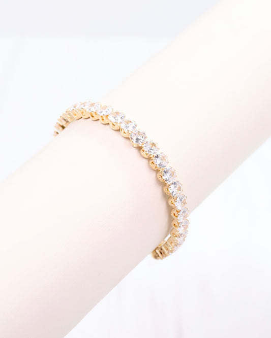 Hebron CZ Stretch Cuff Bracelet Gold