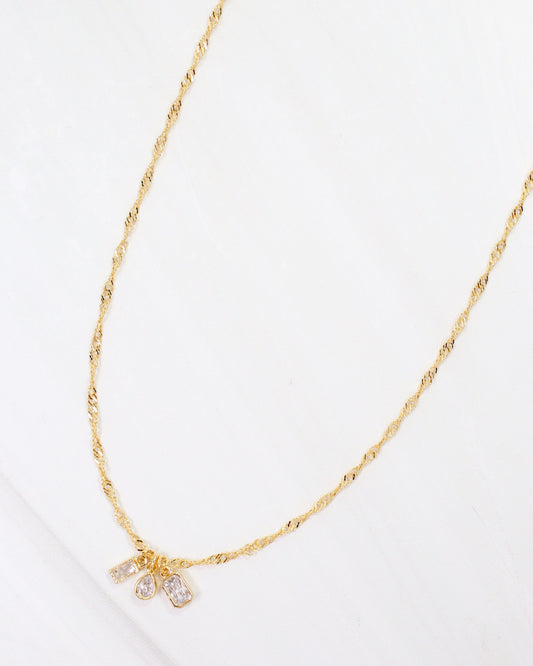 Omaha Multi CZ Pendant Necklace WR Gold