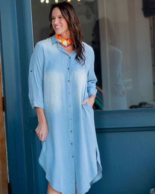 Loveland 3/4 Sleeve Denim Shirt Dress