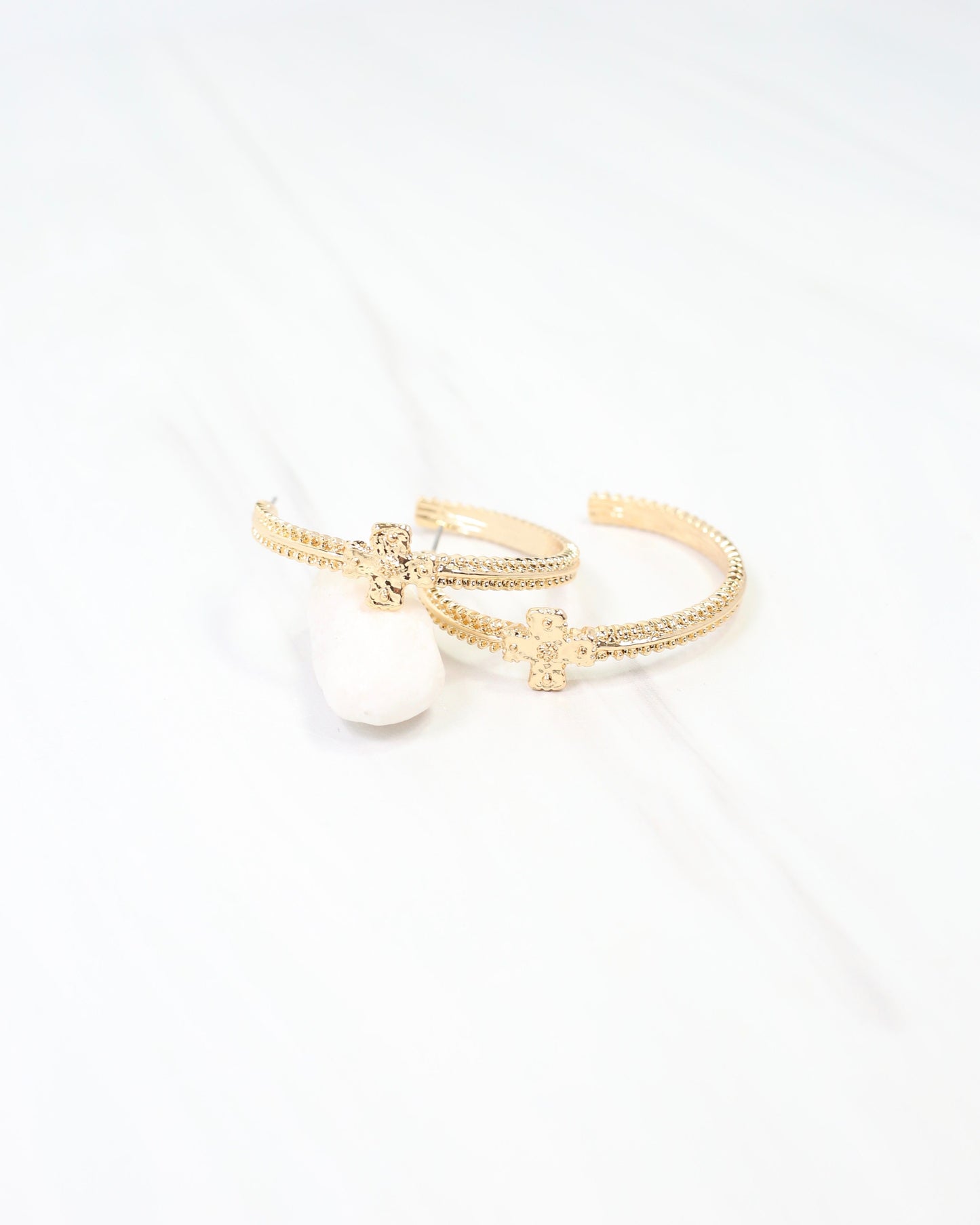 Mayfield Cross Hoop Earring Gold