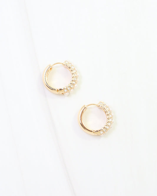 Ritz Pearl and Pave Hoop Gold