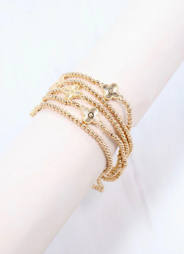 Branden Clover Bracelet Set Gold