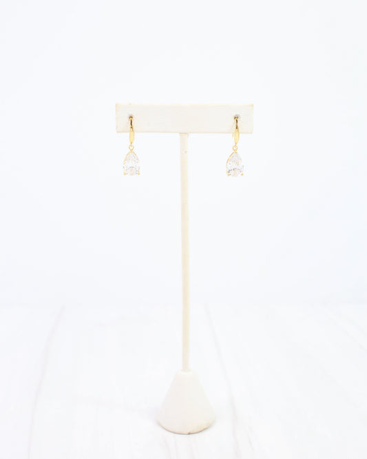 Emma Teardrop  CZ Earring WR Gold
