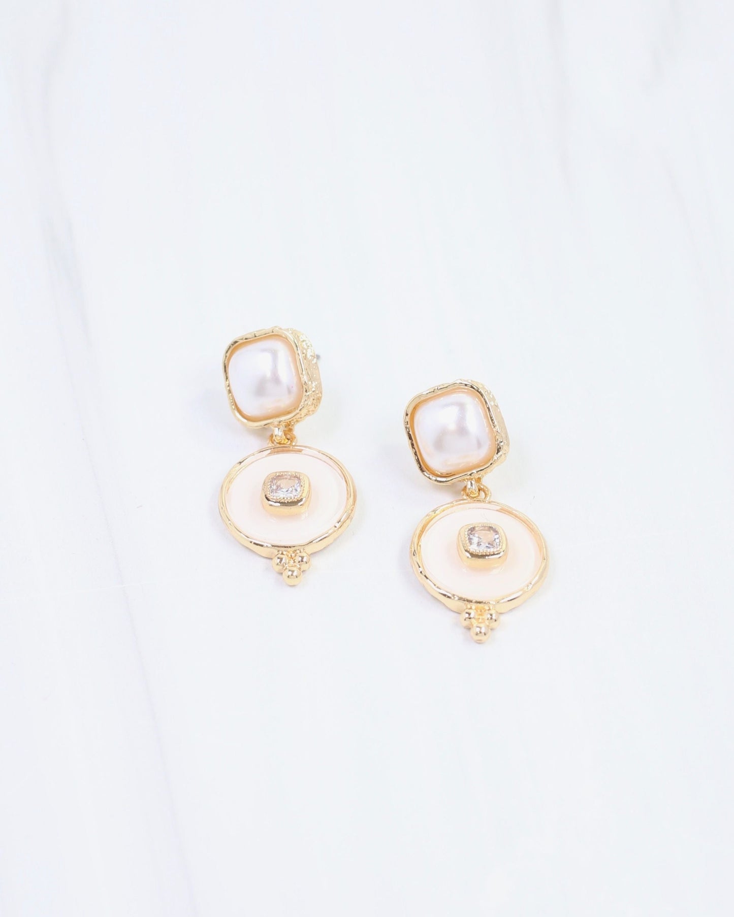 Lismore Pearl Circle Drop Earring White