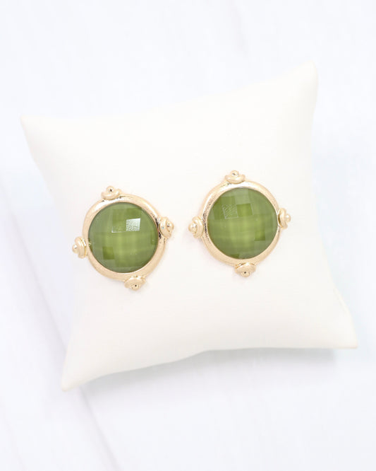 Melani Faceted Stud Earring Olive