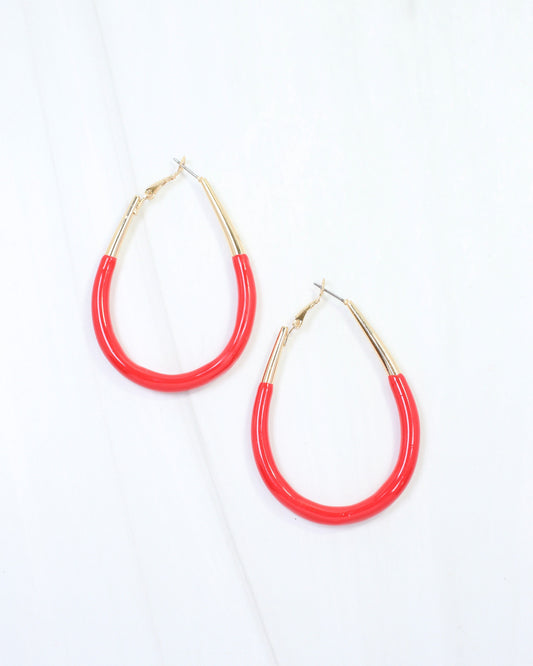 Brynwood Oval Hoop Earring Red