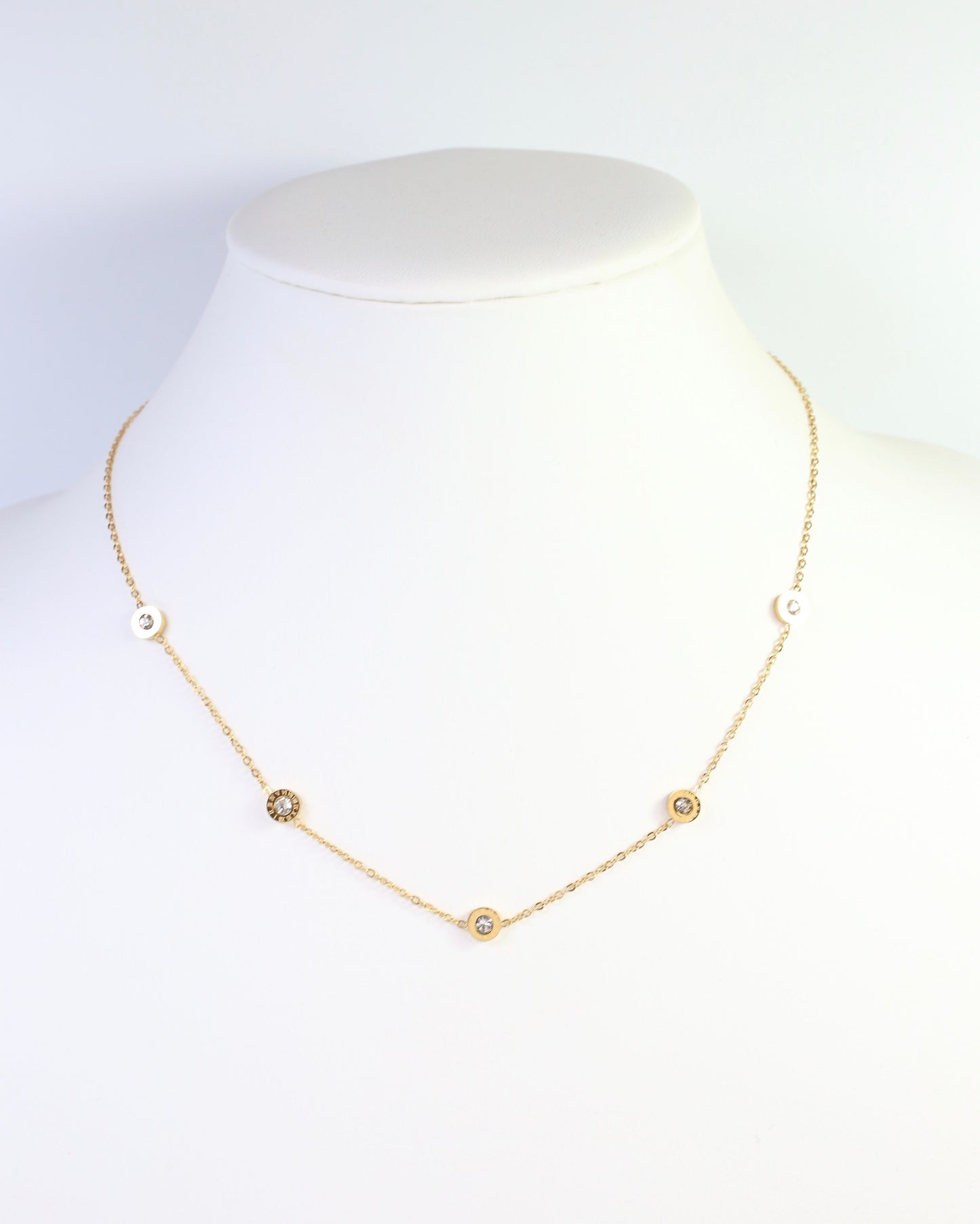 Remmy Roman Numeral  CZ Necklace Gold