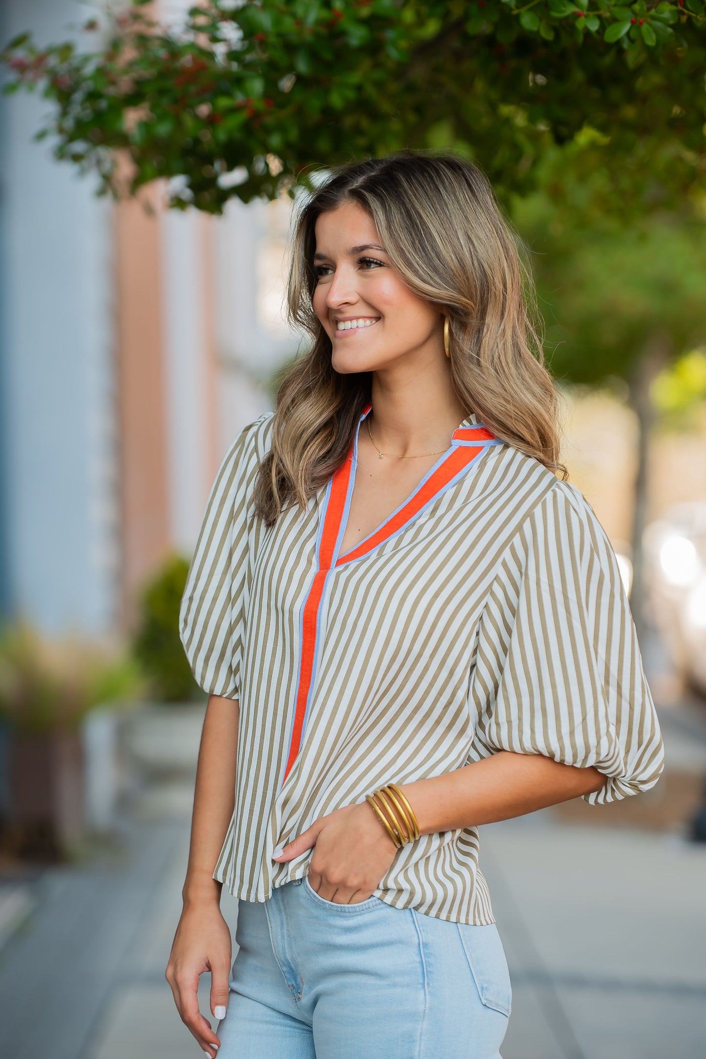 Pauline Puff Sleeve Striped Top