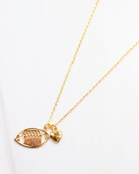 Love Football Necklace Gold
