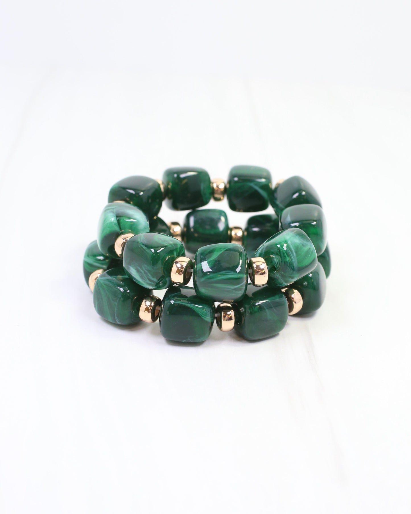Raquel Beaded Bracelet Set Green