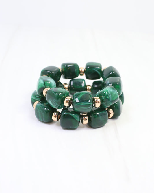 Raquel Beaded Bracelet Set Green