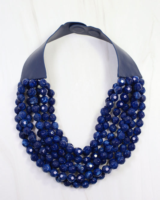 Cadence Multi Layered Beaded Necklace Navy