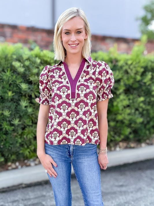 Sandra Garnet Floral Top