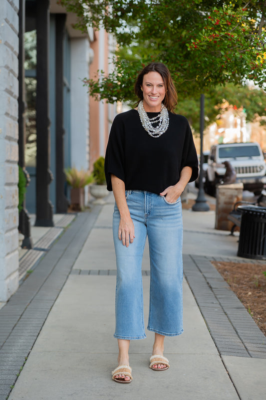 Charlotte Dolman Sleeve Sweater-Black