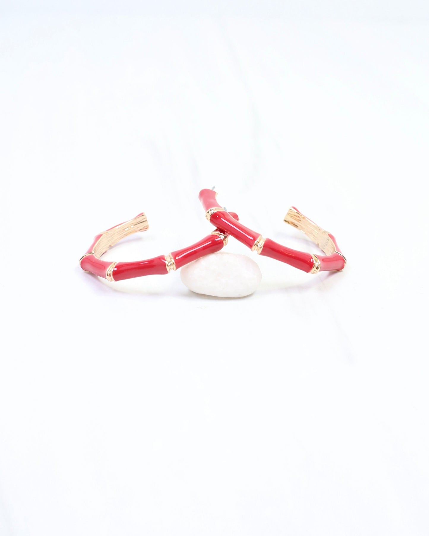 Marla Bamboo Hoop Earring Red