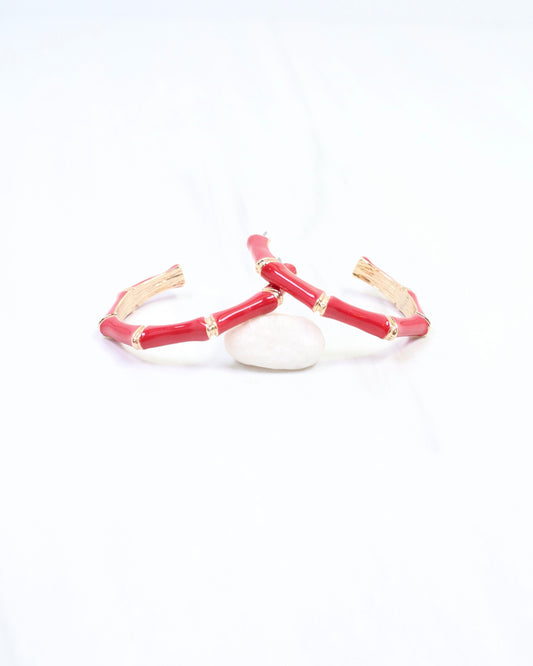 Marla Bamboo Hoop Earring Red