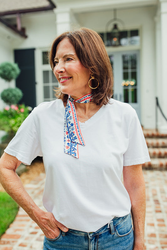 Jasper V-Neck Tee- White