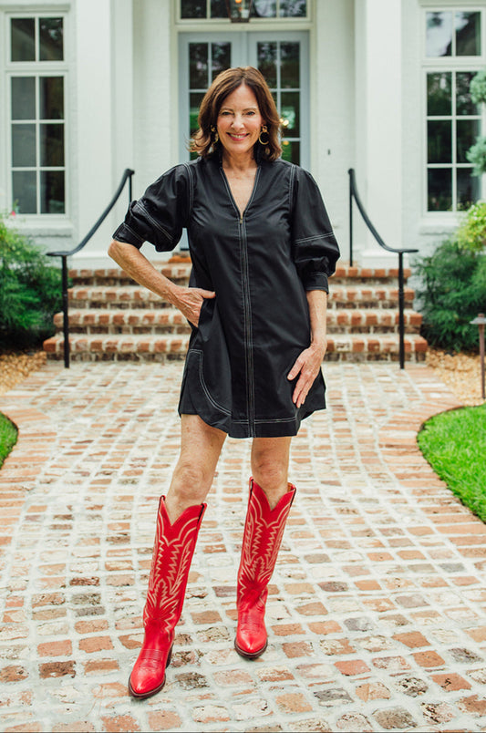 Gemma Black Zipper Front Dress