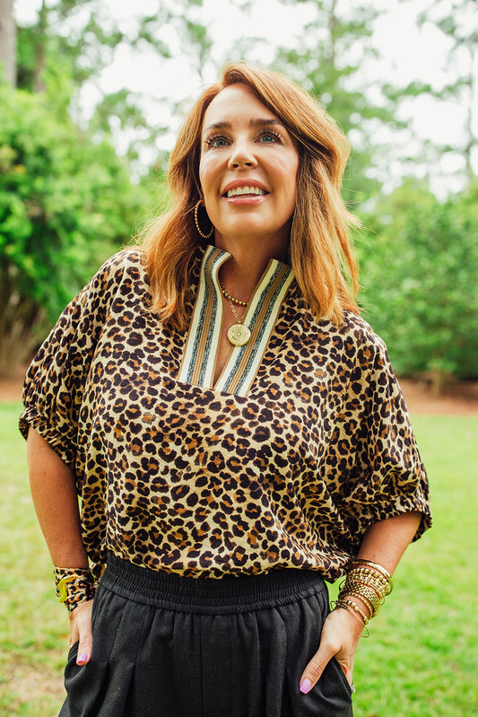 Lennon Leopard Top-Camel