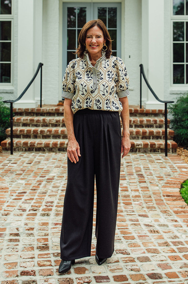 Holden Pleated Wide Leg Pants- Black