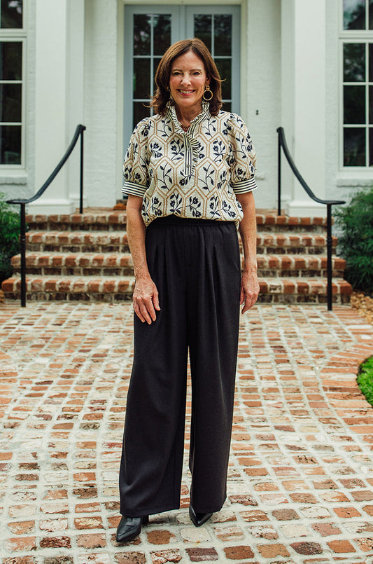 Holden Pleated Wide Leg Pants- Black