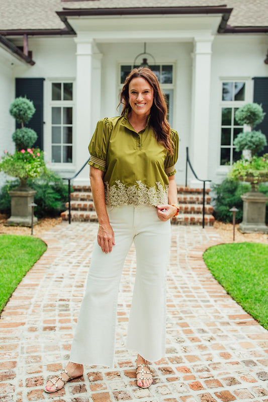 Allee Embroidered Top- Olive