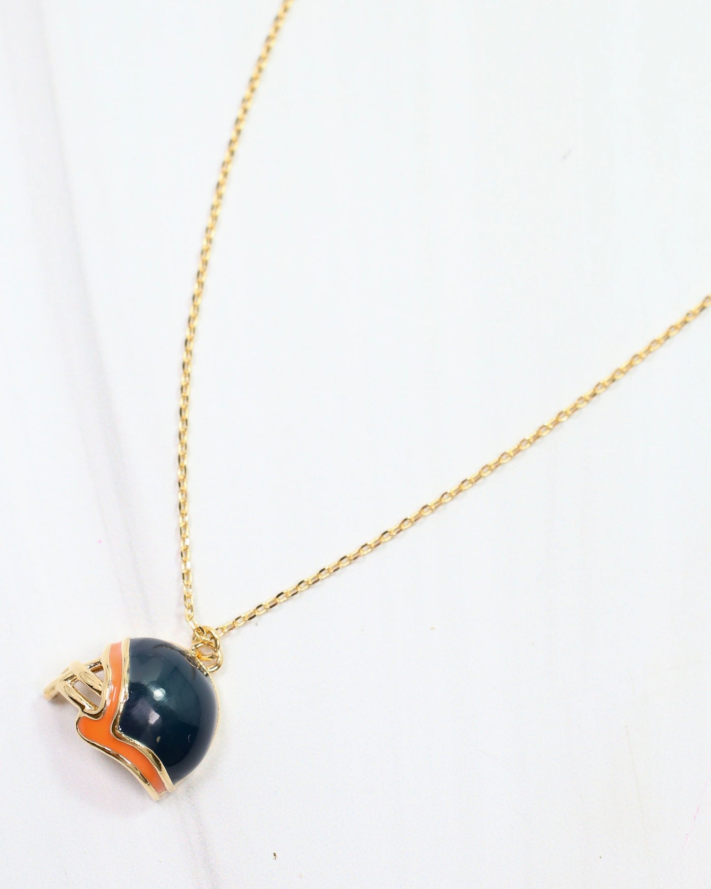 Enamel Helmet Necklace Navy Orange