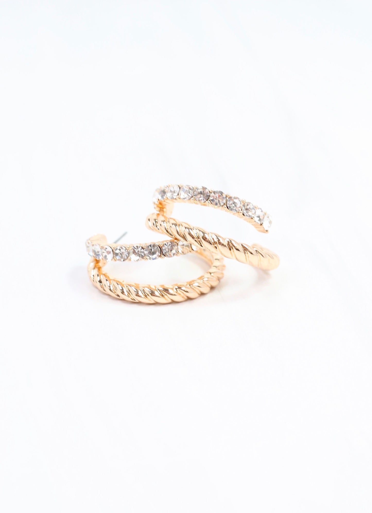 Kissner CZ Double Hoop Earring Gold