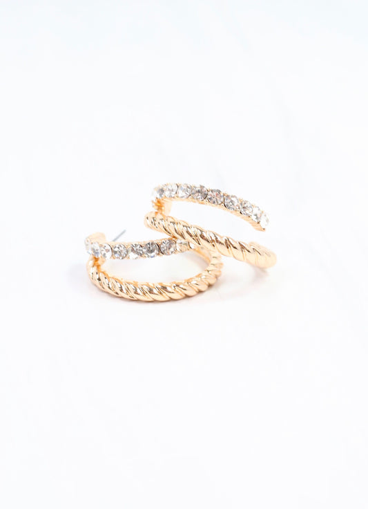 Kissner CZ Double Hoop Earring Gold