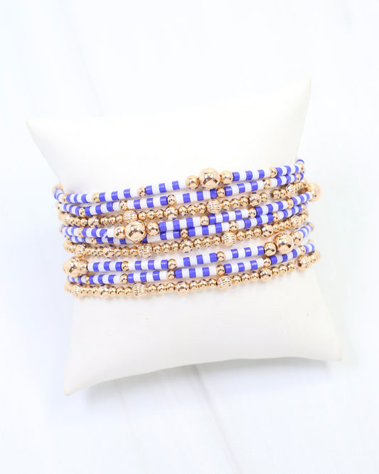 Renee Beaded Bracelet Set Blue White